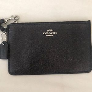 Coach Leather Wristlet - Black Sparkle